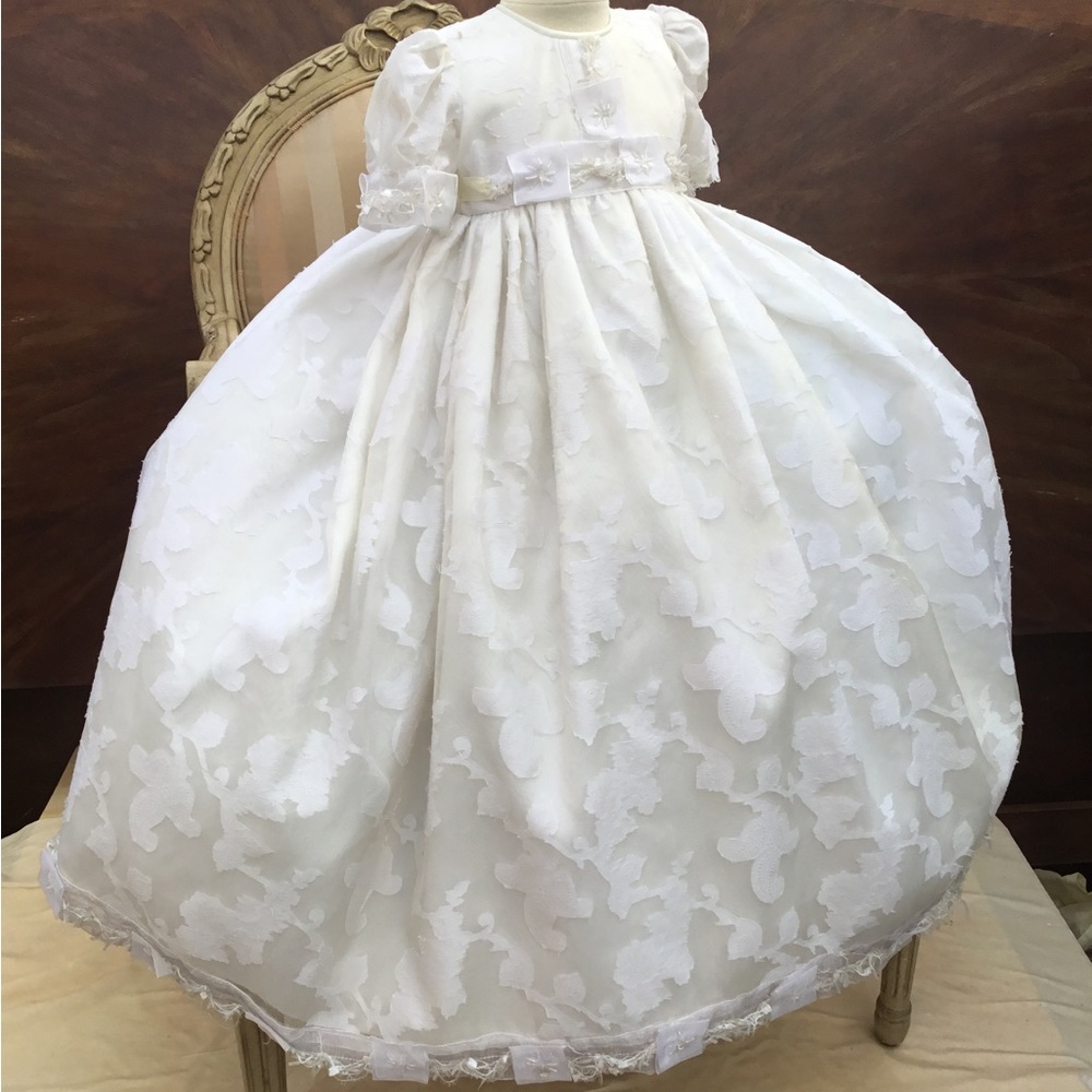 Elena Collection - Silk Christening Gown with Bonnet